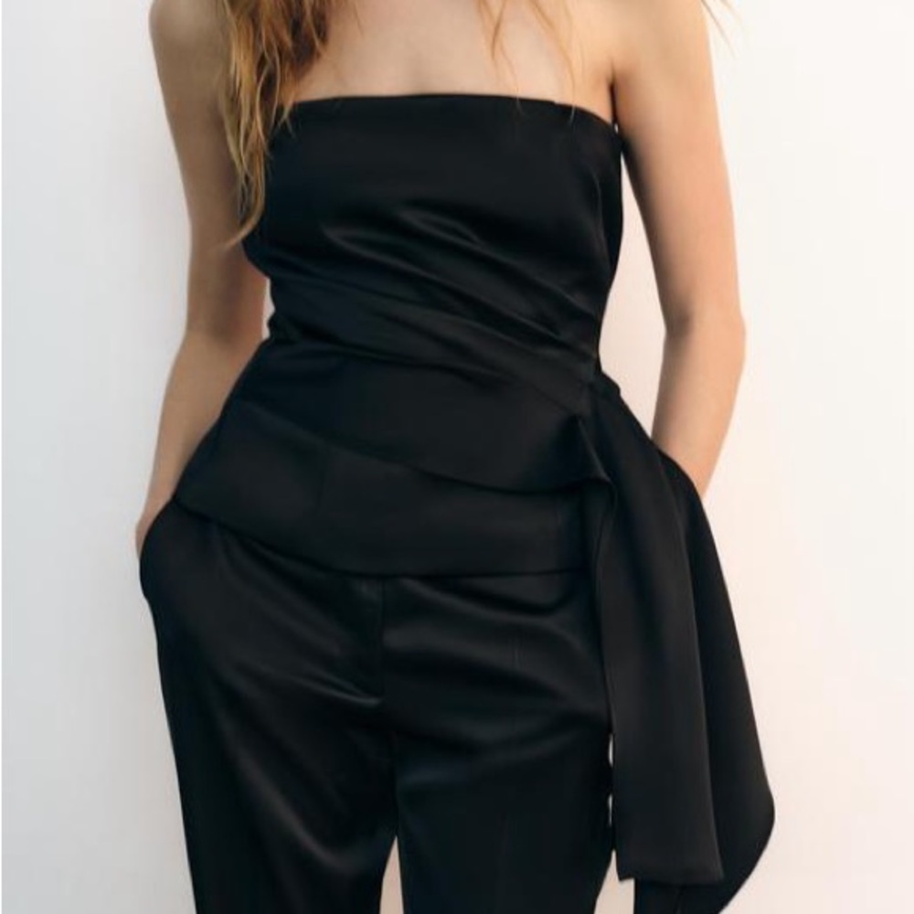 Zara Black Draped Crop Top